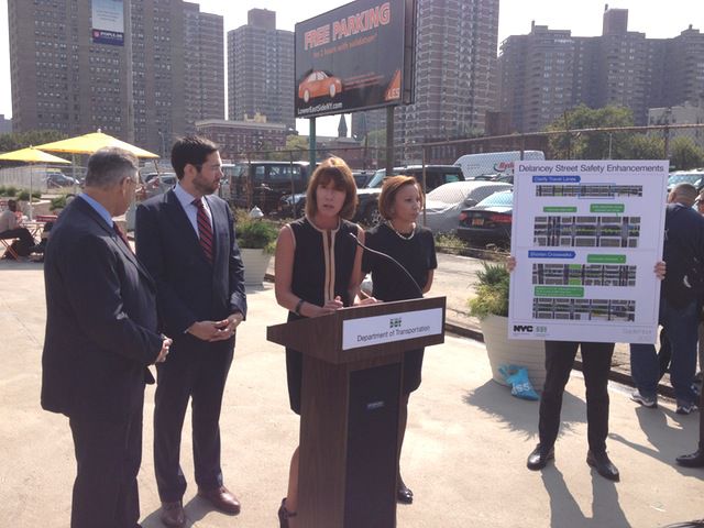 Sadik-Khan speaking about the project. 